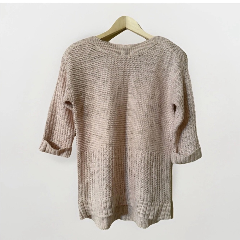 Chicos blush pink subtle shine Naomi 3/4 rolled sleeve sweater